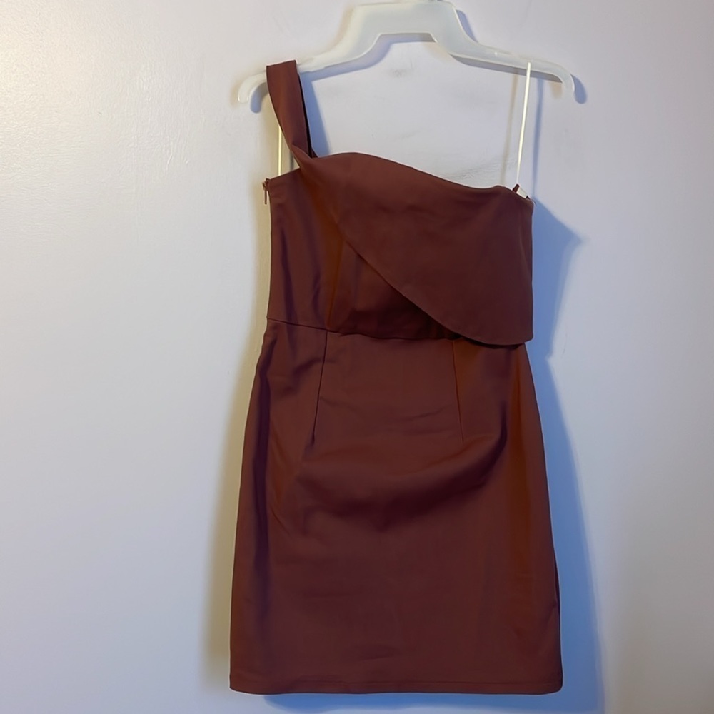 Luvalot One Shoulder Asymmetrical Ruffle Top Mini Bodycon Dress size 6